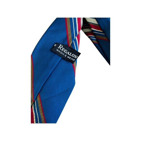 Vintage Regalon Blue Textured and Striped Tie - Picture 3 of 4